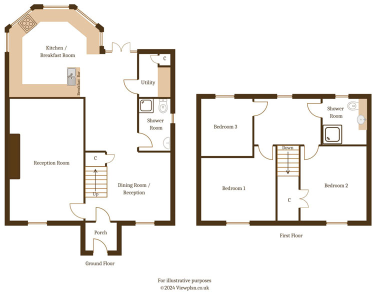 Floorplans For Trosnant Crescent, Penybryn, Hengoed, CF82 7FX