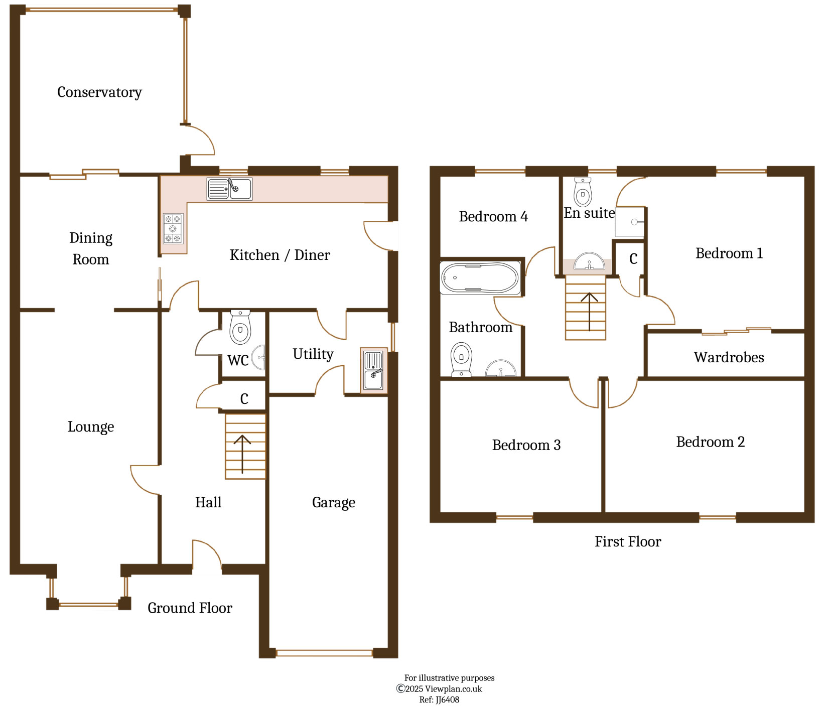 Floorplans For Bron Las, Pen-Pedair-Heol, Hengoed, CF82 7TB