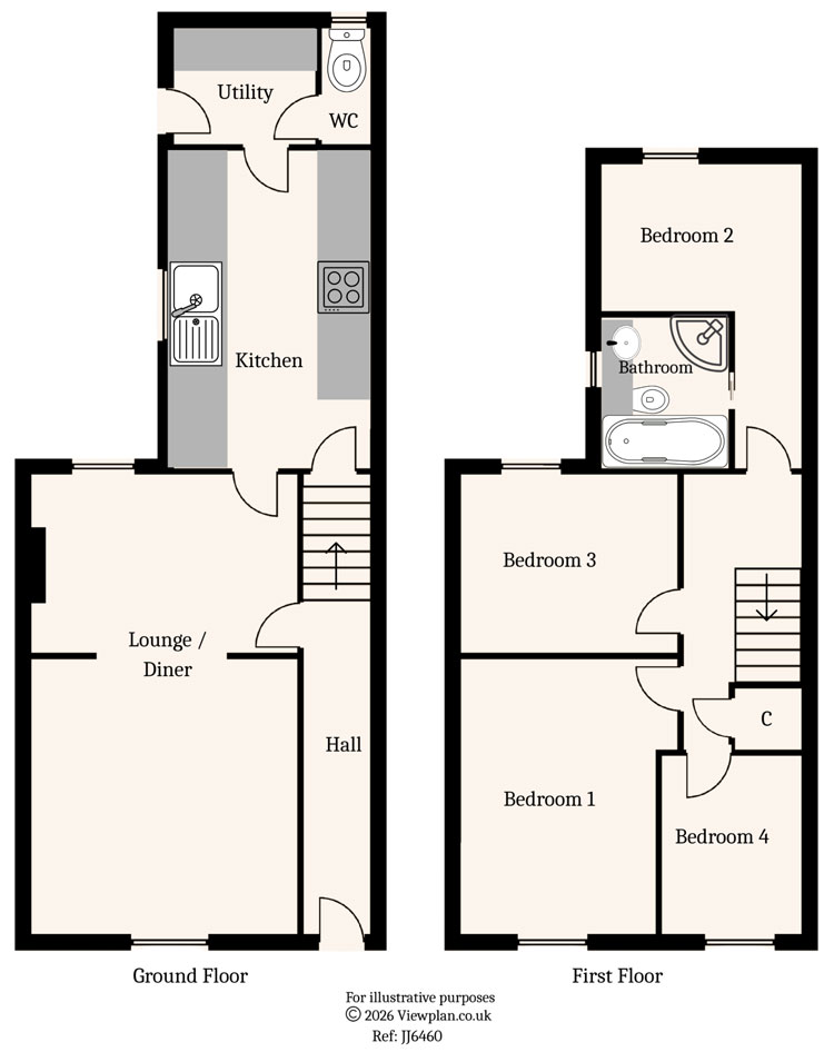 Floorplans For Central Street, Ystrad Mynach, Hengoed, CF82 7EL